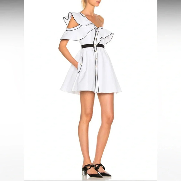 Self-Portrait White Ruffle Dress - Picture 2 of 11